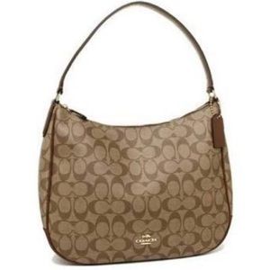 Coach New York Signiture PVC Zip Khaki Shoulder Bag